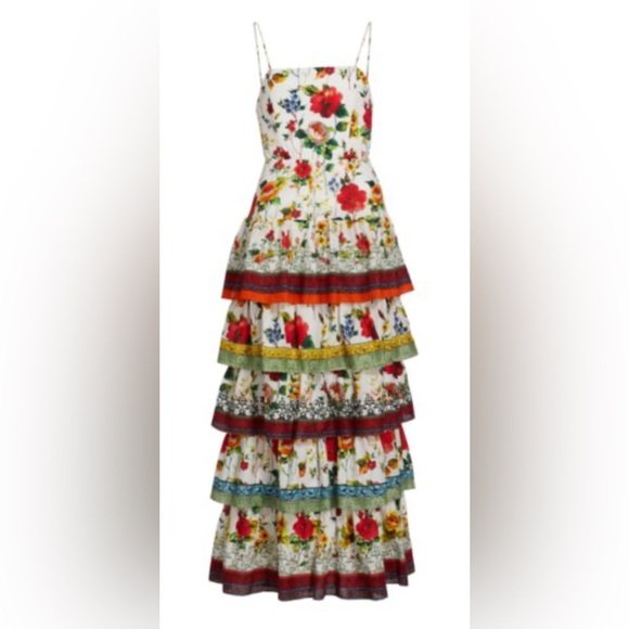 New ALICE + OLIVIA Valencia Floral Tiered Maxi Dress Size 2 - Picture 3 of 13